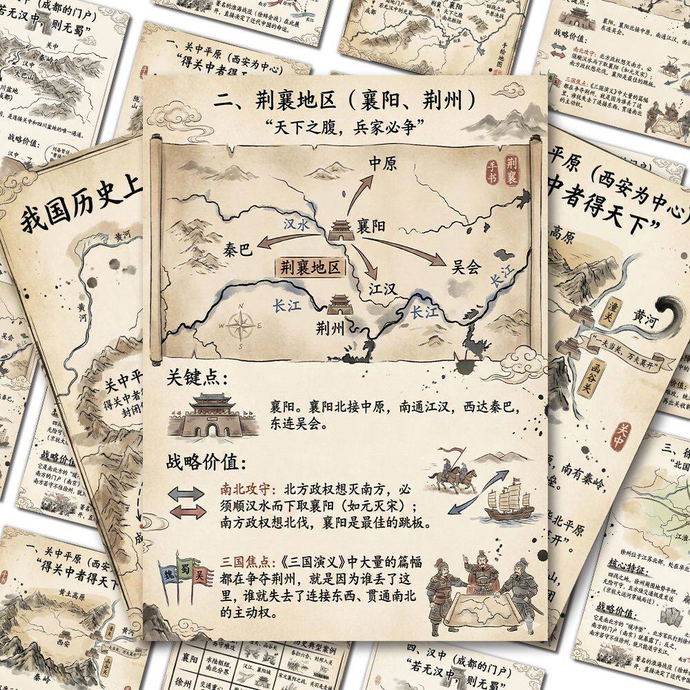 兵家必争之地贴纸中国古代历史战争地理核心要地总结表文化常识 - 实物图
