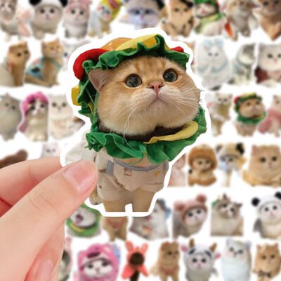 可爱哈基米小猫贴纸呆萌宠物猫手账素材自粘贴diy装饰手机壳贴画