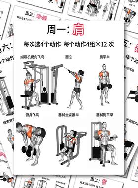健身计划贴纸一周六练全分化力量体能训练练出腹肌马甲线装饰贴画