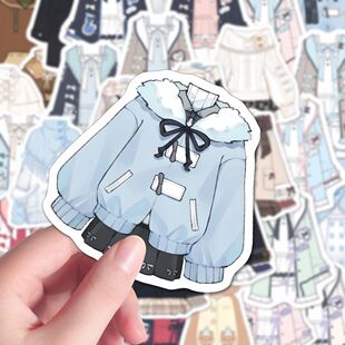 180张爆款oc服饰贴纸二次元ins风参考素材装饰手机壳手账贴画diy