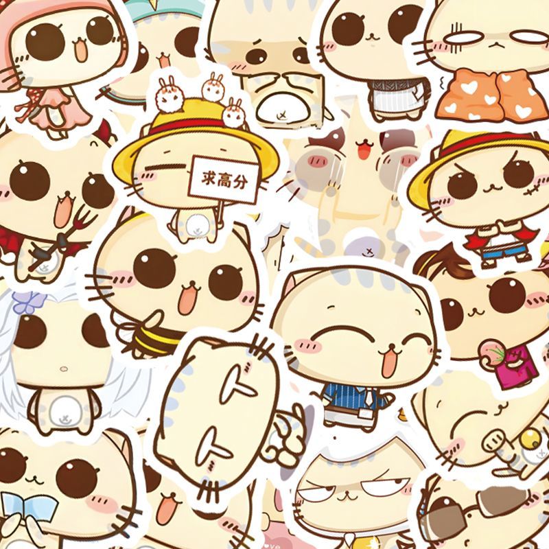 180张cc猫贴纸卡通可爱猫咪贴画装饰手机壳DIY手账笔记本水杯桌面