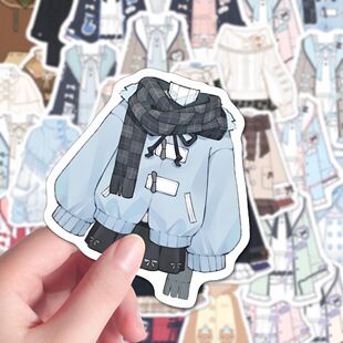 120贴oc秋冬常服贴纸新款卡通二次元趣味ins风oc服饰搭配参考贴画