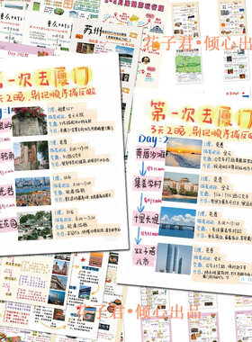 100张城市旅游攻略贴纸网红景点打卡攻略笔记创意手帐手机壳贴画