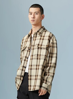 GXG男装米咖格翻领长袖衬衫秋季新品GD1030803H/GED10320153