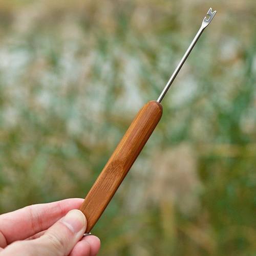 盲捅取钩器深喉304不锈钢脱钩器三合一多功能新型摘取鱼勾器竹柄