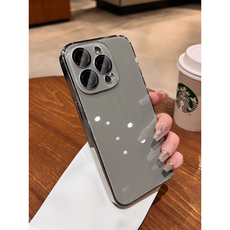 适用苹果15promax手机壳16pro新款女iphone13钢化玻璃带镜头膜14pm高级感小众全包防摔网红爆款保护套男简约