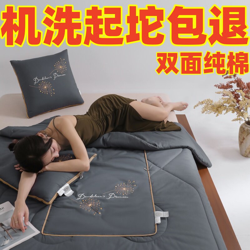 新款A类母婴级双面全棉抱枕被子两用车载二合一靠垫被可机洗折叠