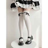 roji doll感Lolita袜子女春蝴蝶结中筒袜洛丽塔蕾丝花边棉袜甜美