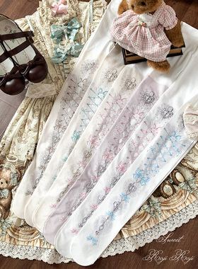 roji心锁Lolita袜子女秋冬美肤袜天鹅绒印花连裤袜洛丽塔日系甜美