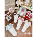 roji原创Lolita蝴蝶结小兔耳袜子女夏jk蝴蝶结洛丽塔蕾丝花边短袜