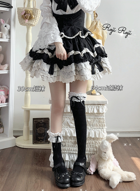 lolitaroji温柔乡芭蕾风袜子女春蝴蝶结中筒袜洛丽塔棉袜甜美