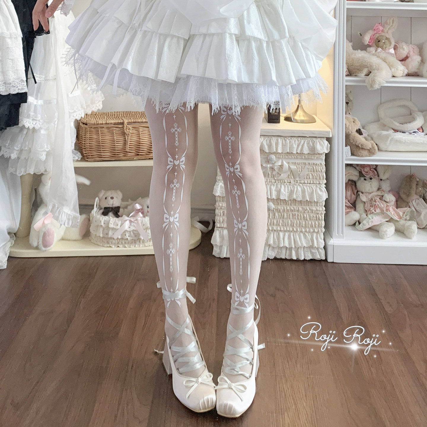 十字圣约Lolita袜子女春夏任意剪菠萝袜女洛丽塔日系印花连裤袜