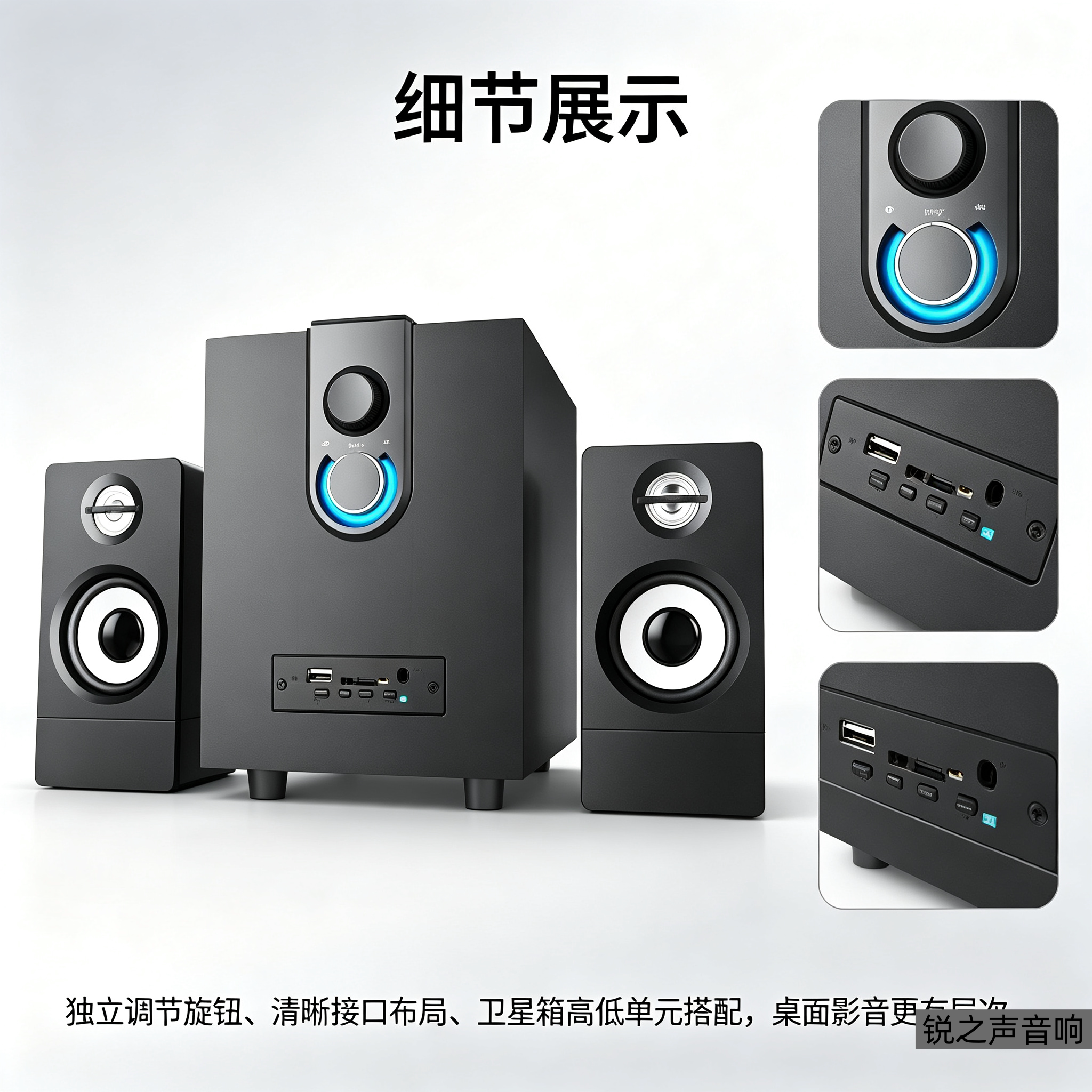 多媒体2.1有源蓝牙木质低音炮蓝牙音响插电脑音箱USB台式智能音箱