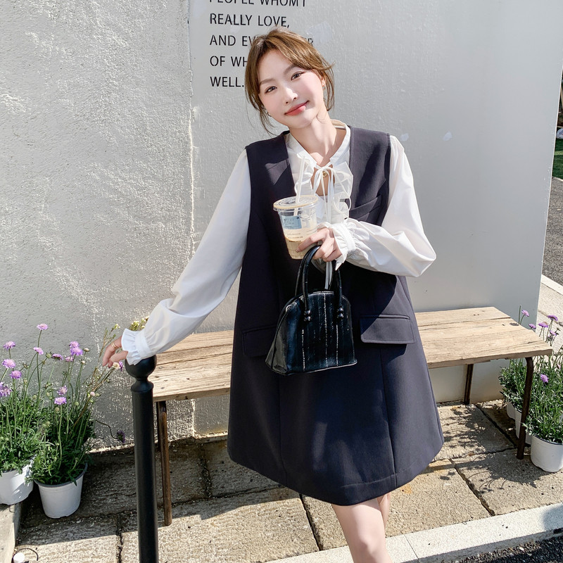 花边衬衫西装裙两件套T368p175控268,女装套装/套裙,2C183