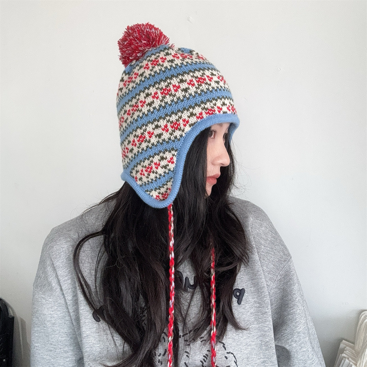 日系费尔岛复古提花护耳毛线帽女雪地拍照保暖显脸小毛球针织帽冬,服饰配件/皮带/帽子/围巾,帽子,淘宝优惠券,粉丝福利购,淘宝优惠卷