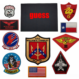 美国 壮志凌云皮衣配饰 刺绣魔术贴飞行夹克臂章军迷胸贴刺绣徽章