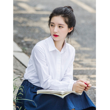休闲白色衬衣 新款 宽松学生上衣2019早秋季 防晒衫 白衬衫 长袖 女韩版