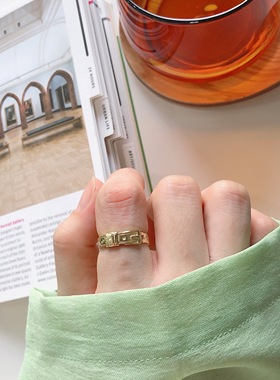 新款潮小众设计感皮带扣戒指女ins风食指戒S925银开口指环