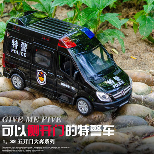 32五开门奔驰斯宾特救护车邮政车合金车模型儿童声光回力玩具车