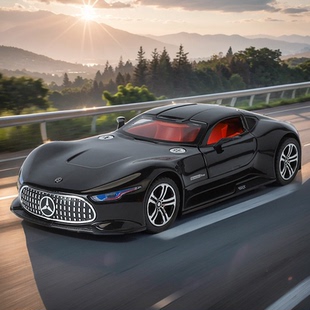 新款1:24奔驰AMG Vision GT开门声光回力合金车模型跑车男孩玩具