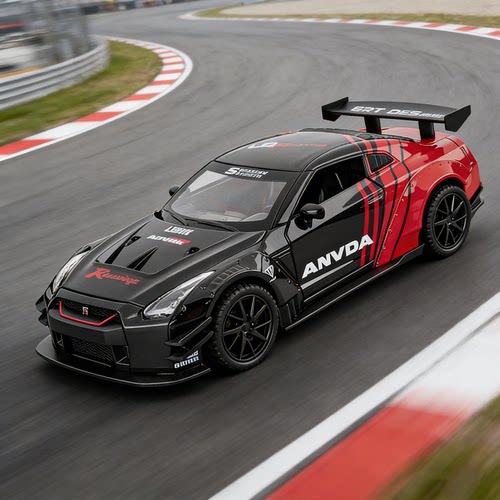 车致1:32尼桑GTR35东瀛战神赛道版四开门声光回力合金车模型跑车