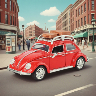 金车将1 四开门声光回力合金车模型 32大众1955甲壳虫老爷车旅行版