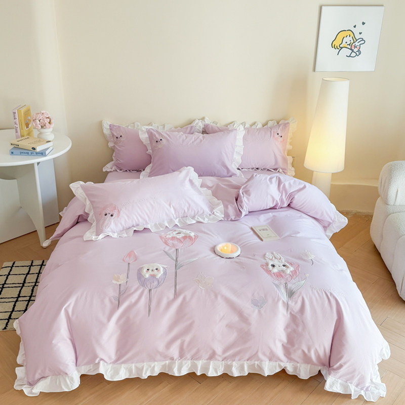 全棉床单被套少女卡通三件套小女孩公主纯棉水洗棉四件套1.5床笠
