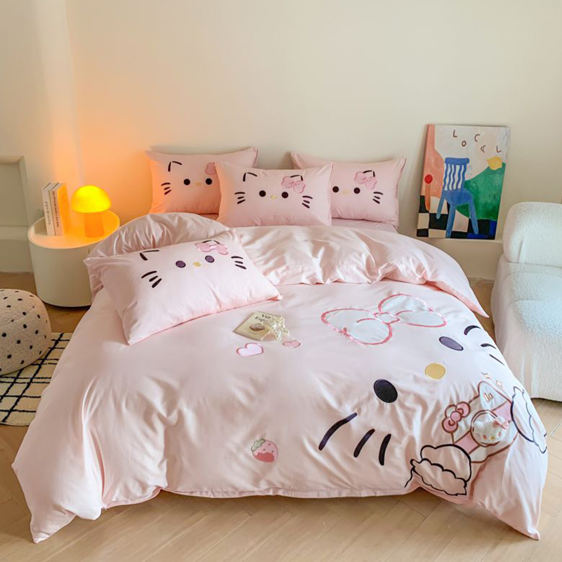 全棉床单被套儿童卡通床上用品三件套小女孩公主风纯棉四件套1.5m