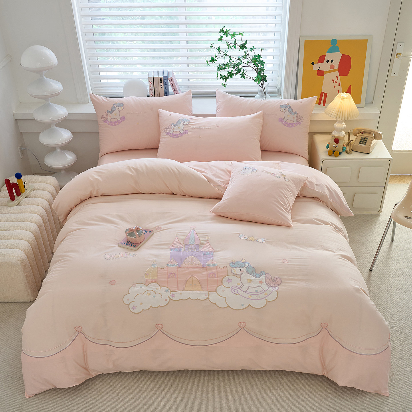 可爱卡通床单被套儿童房全棉四件套女孩公主风纯棉三件套1.5床笠
