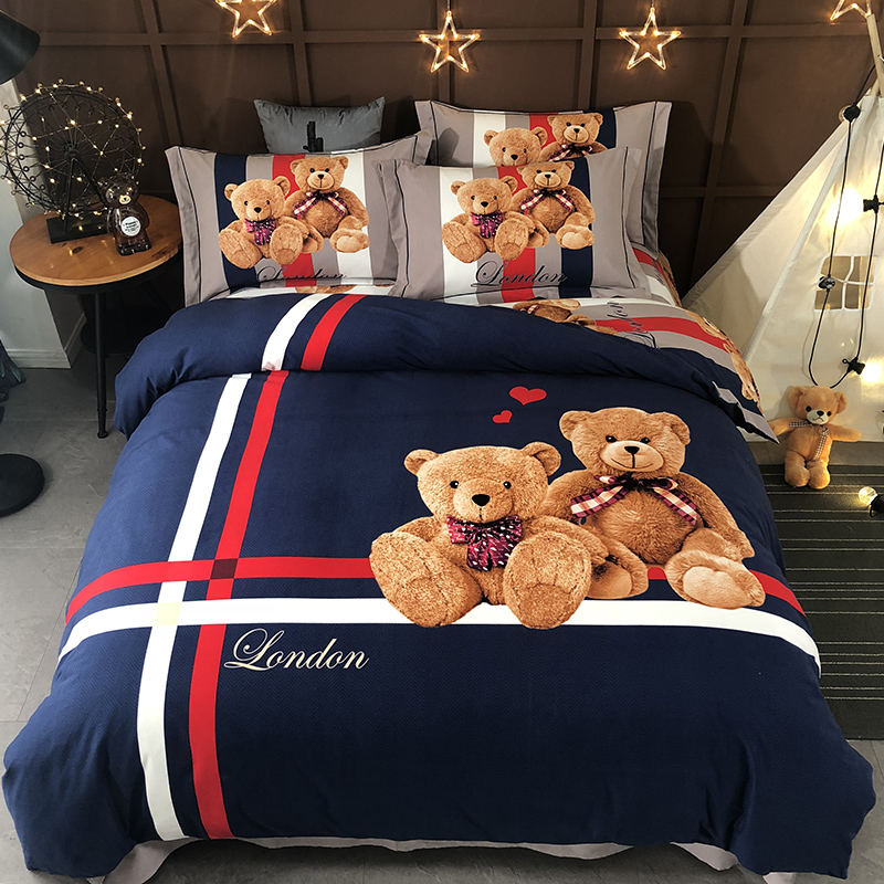 加厚保暖全棉磨毛四件套儿童卡通