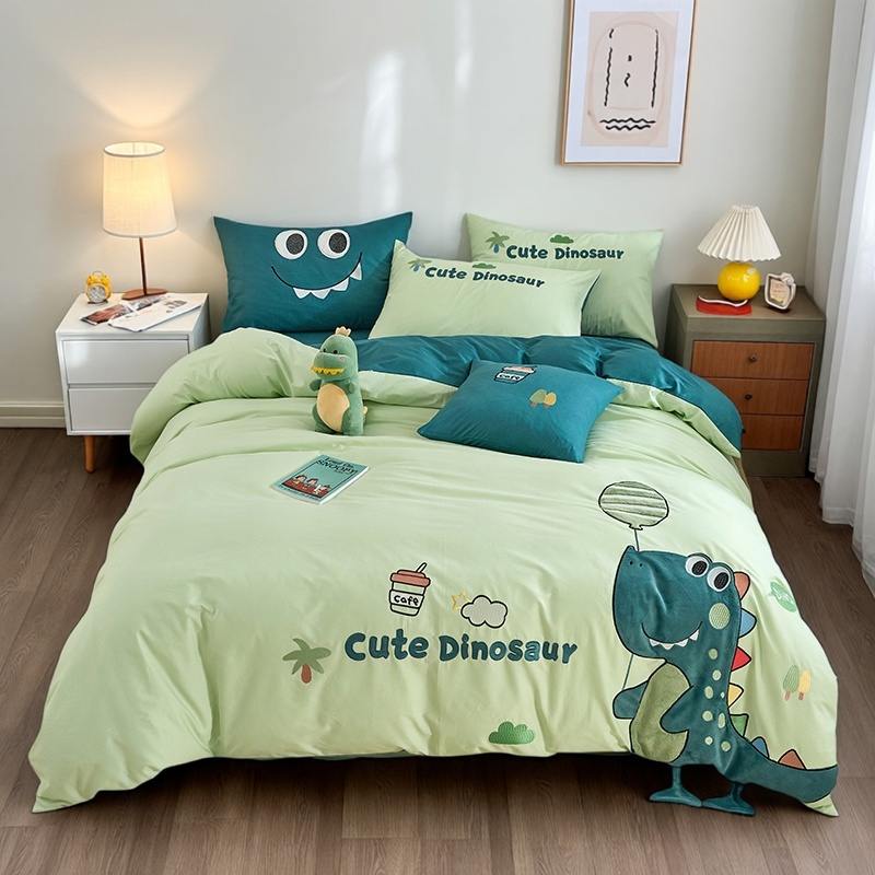 保暖全棉磨毛儿童卡通刺绣四件套