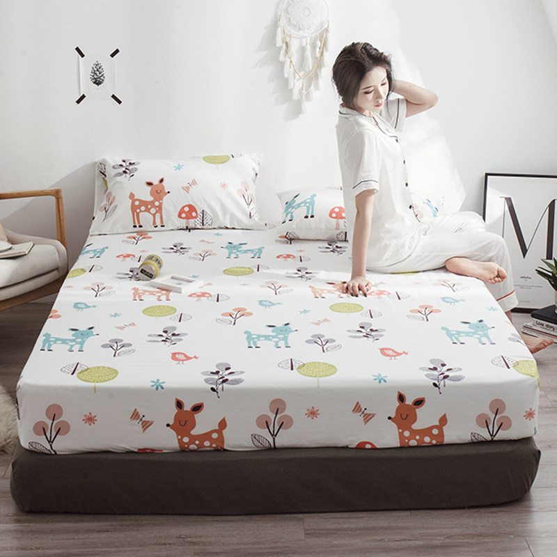 全棉床上用品儿童卡通单品纯棉床笠单件床罩简约小清新1.5m床垫套