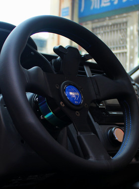 汽车改装13寸momo真皮方向盘 竞技赛车通用转向盘JDM叮快拆V2钛盘