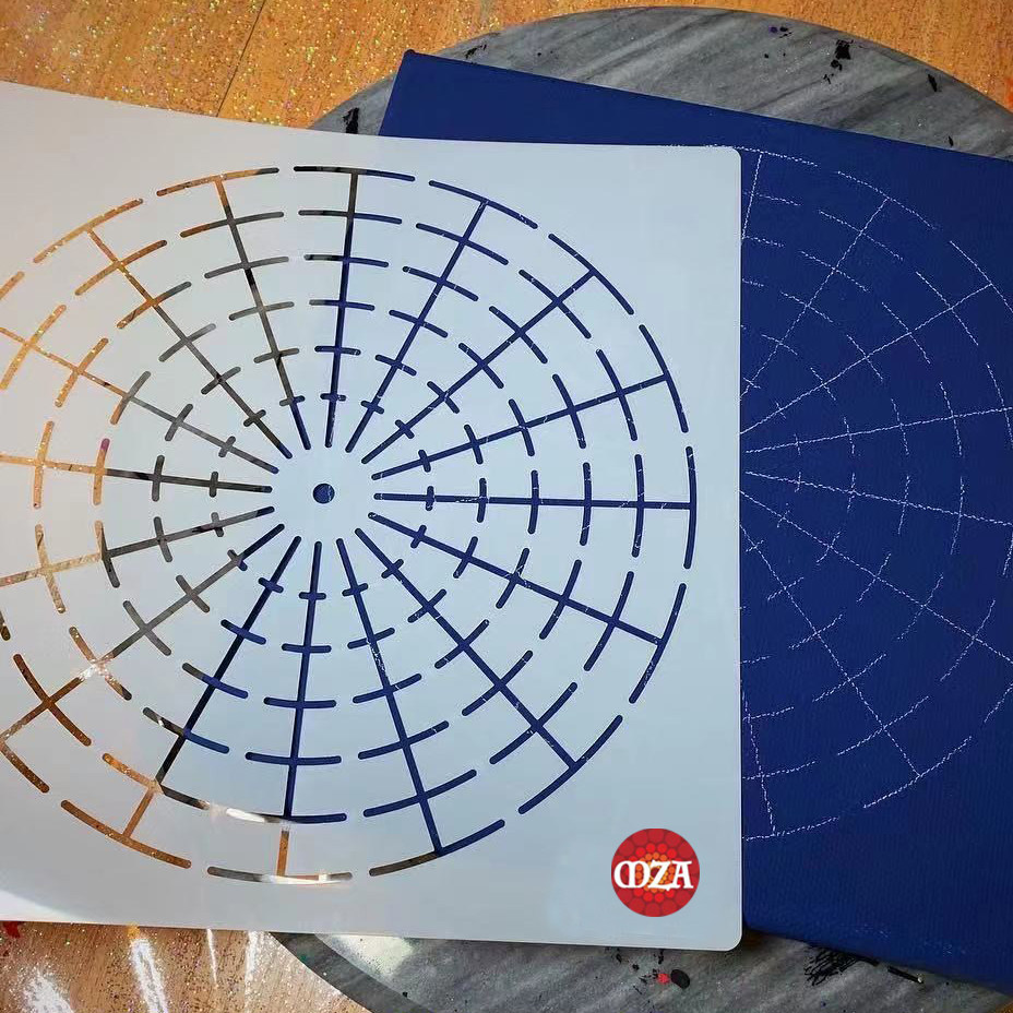 MZA MANDALAZEN 웨이브 도트 페인트 금형 템플릿 포지셔닝 도구 포지셔닝 시트