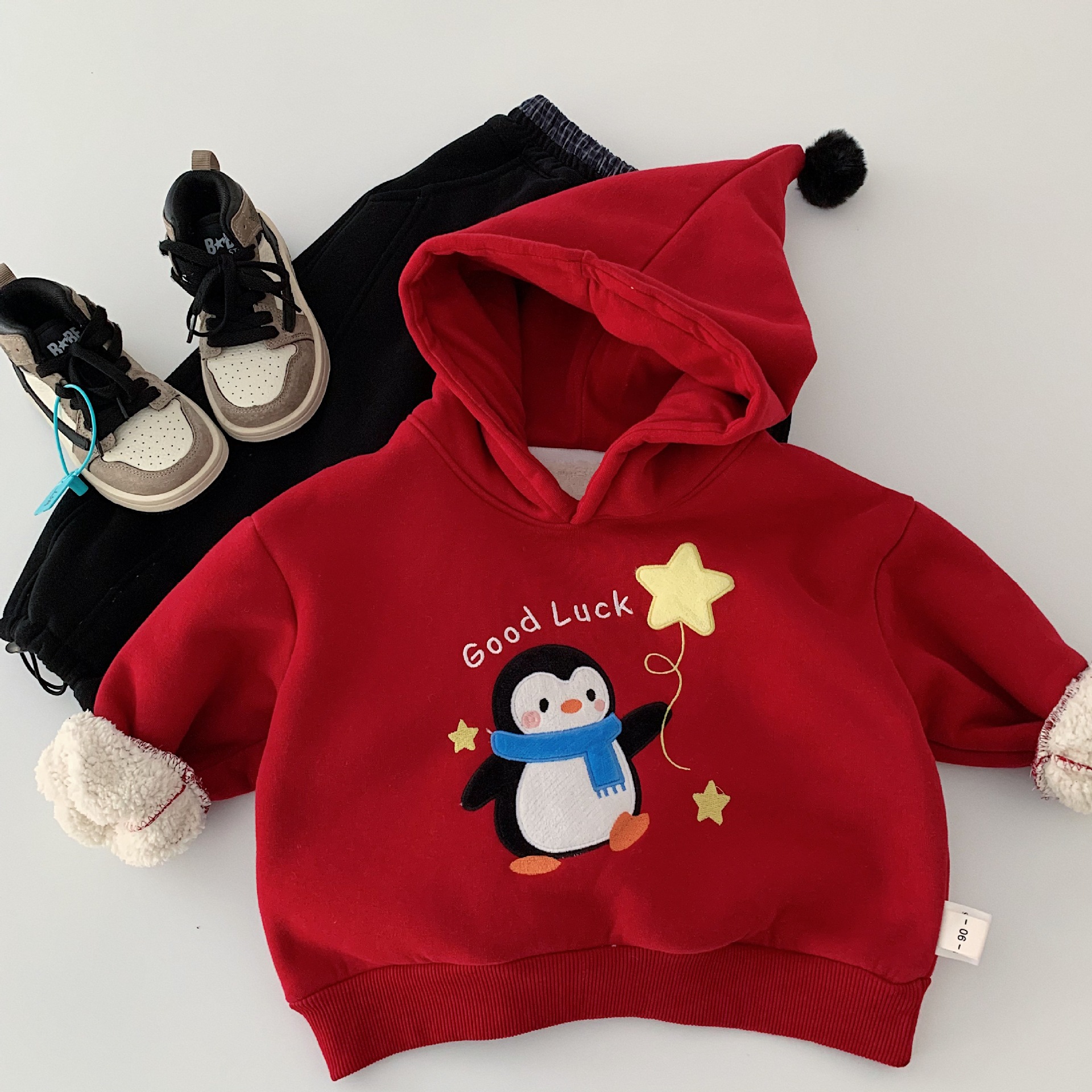 儿童喜庆卡通加绒卫衣男女童