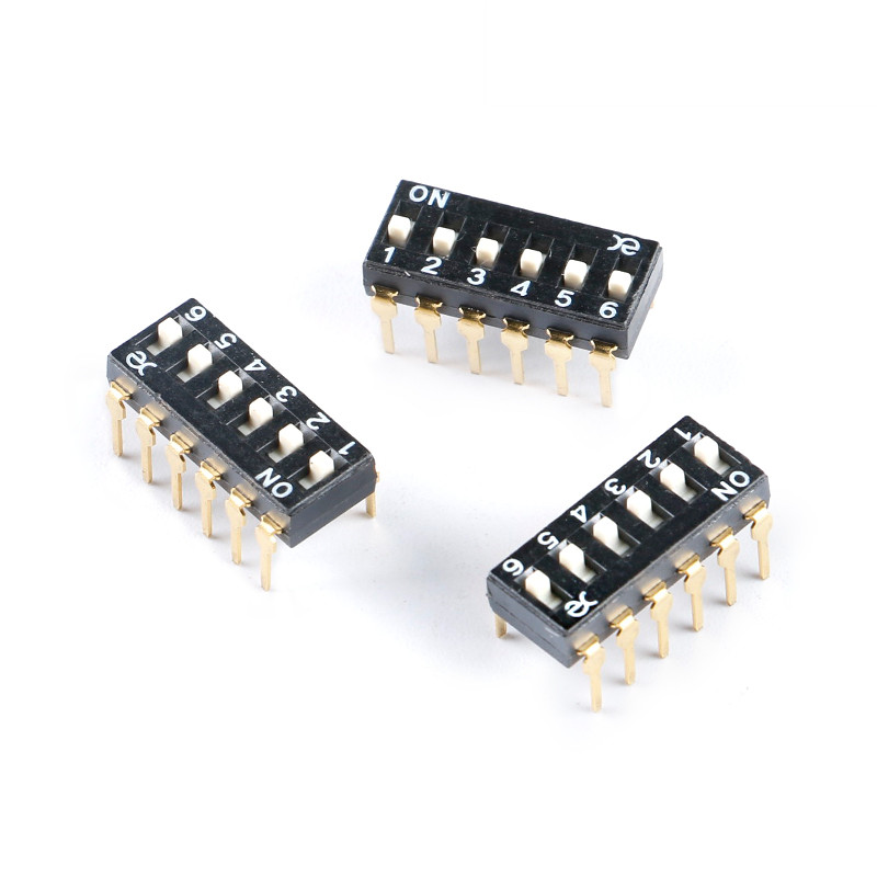 DSIC06LHGET 2.54mm间距6位高推直插拨码开关/拨动编码开关