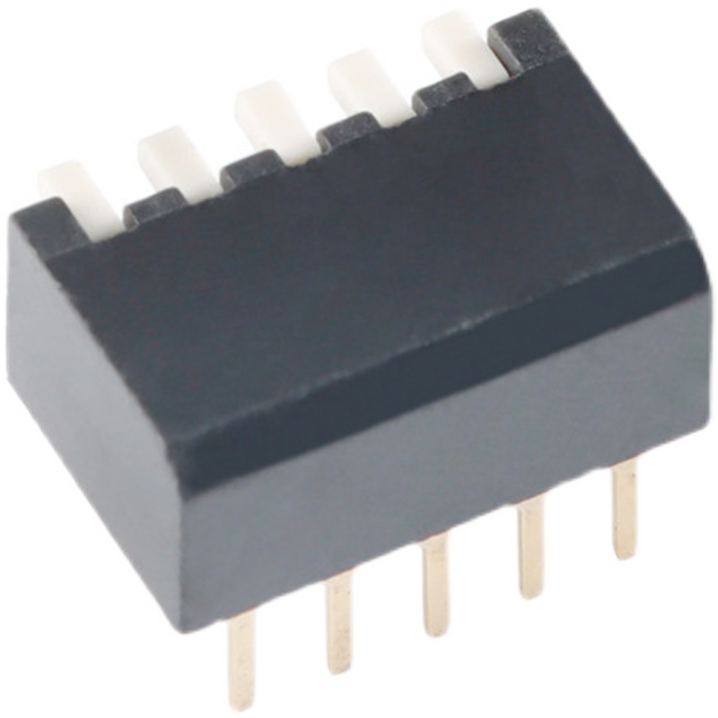 DSPV05LHGET 2.54mm间距5位琴键式直插拨码开关/拨动编码开关