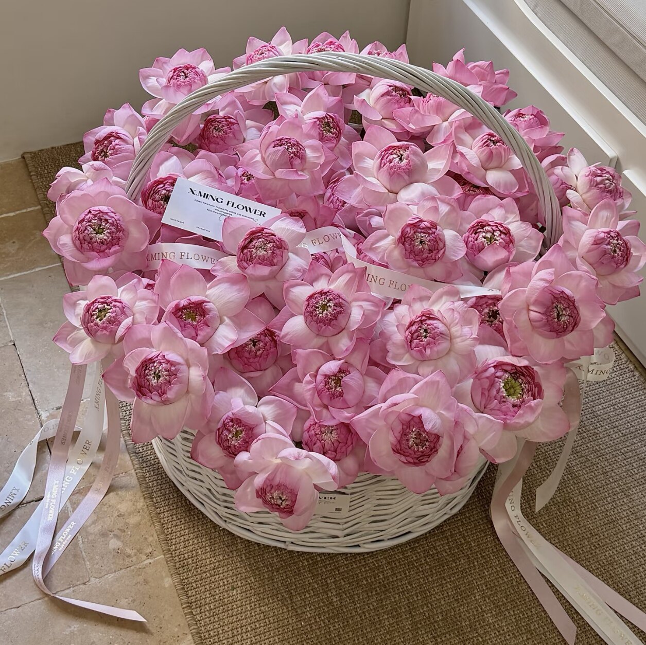 西安同城花店重瓣荷花鲜花花束送妈妈长辈生日礼物生日礼物