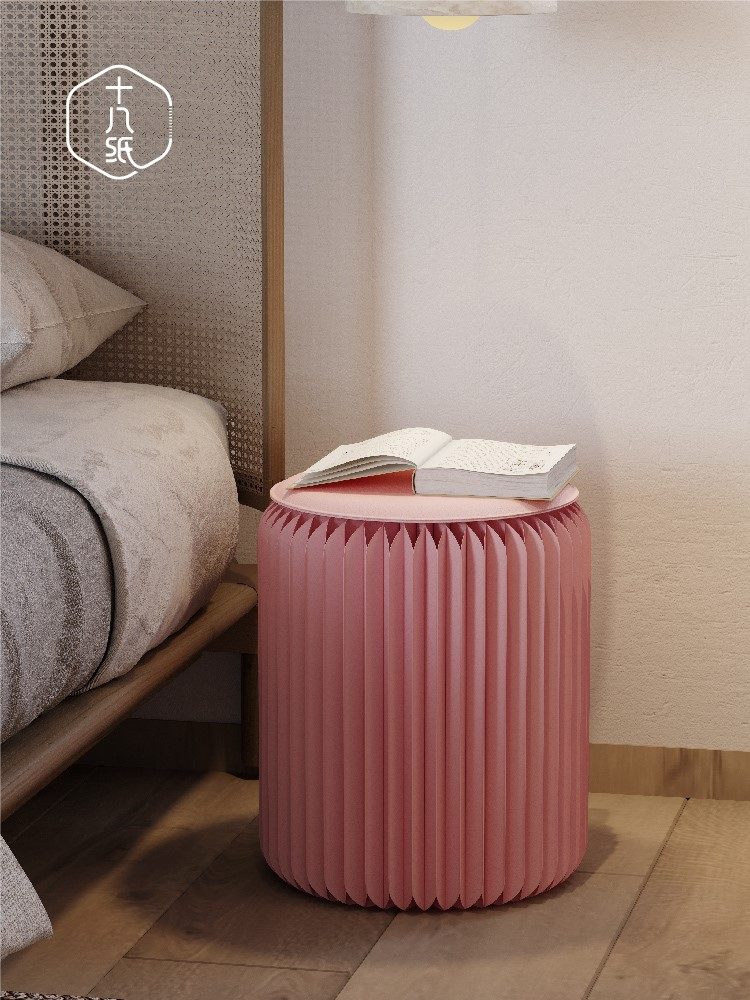 eighteen paper folding small bench十八纸折叠圆矮配皮垫小板凳