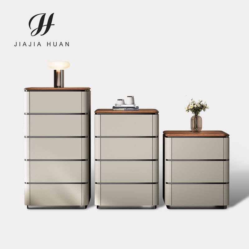意式轻奢斗柜胡桃木实木储物柜高端客厅卧室三四五斗柜高级感柜子