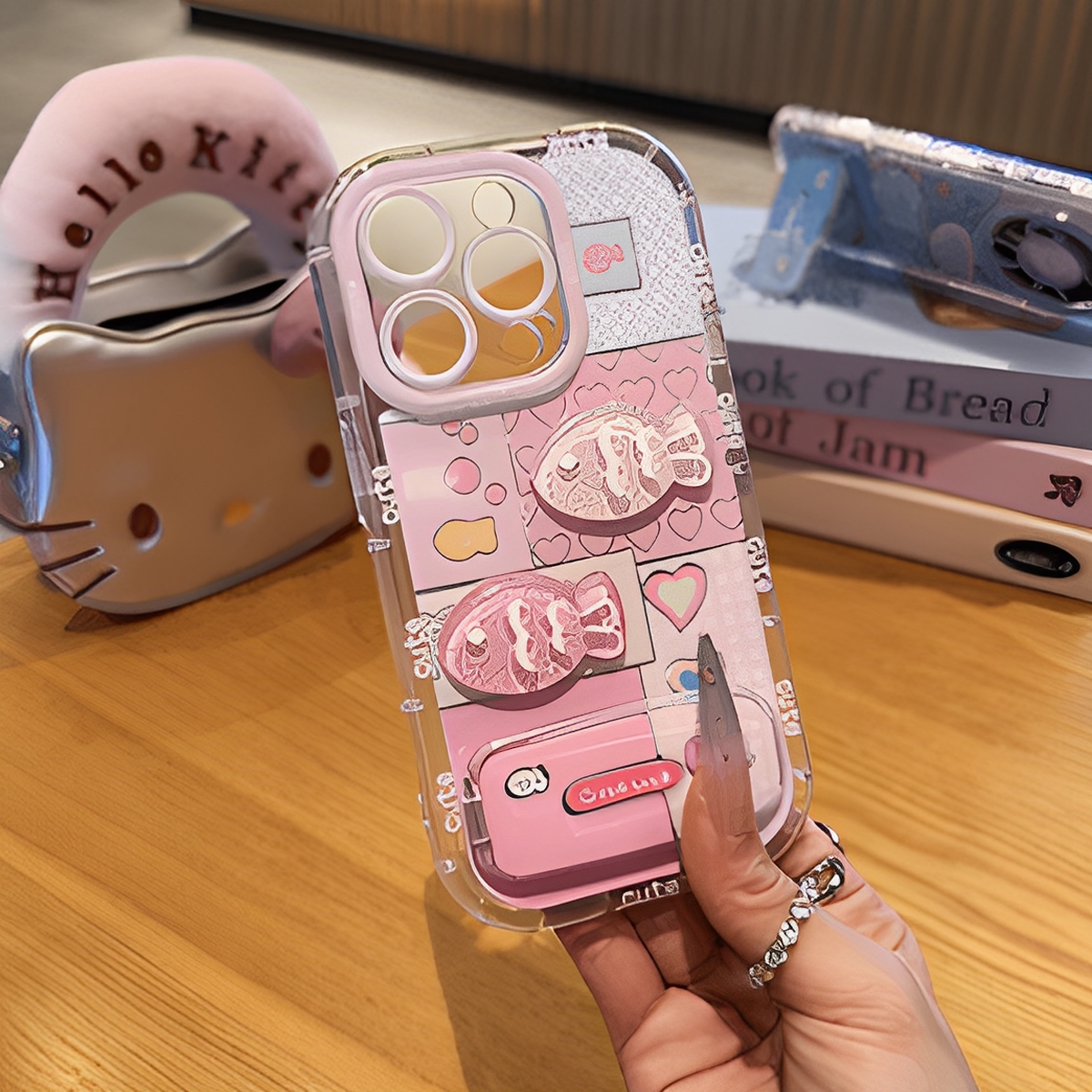 粉蓝小鱼公仔羽纱壳适用于全型号