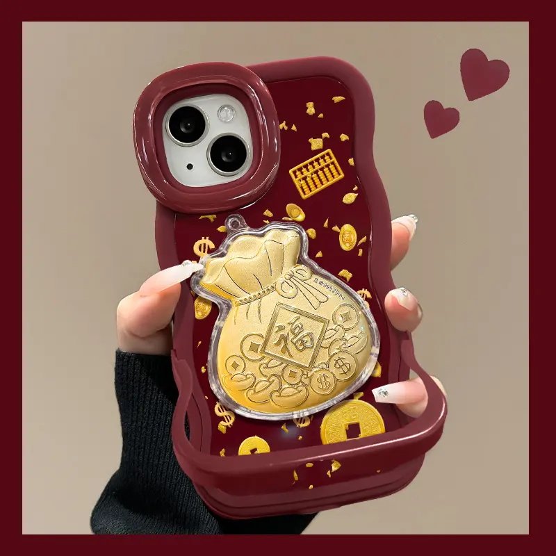 双支架钱币福袋适用于苹果17promax手机壳16/15/14华为NVOA14荣耀400创意OPPOreno15/14时尚VIVOS30红米小米