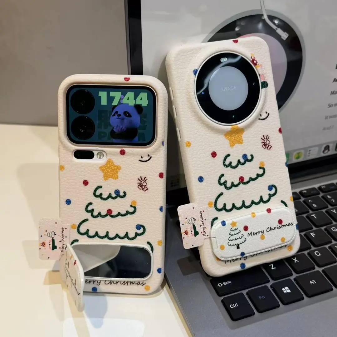 线条圣诞树适用于苹果17promax手机壳16/15/14华为NOVA14荣耀400可爱OPPORENO14时尚VIVOX300小米17红米