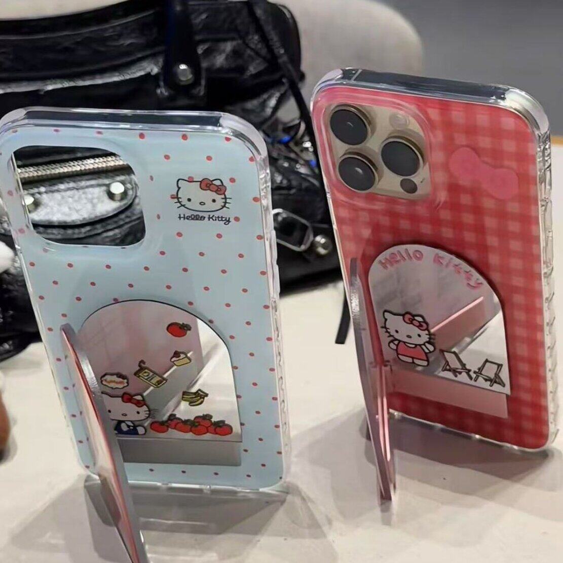 折叠镜面支架适用于苹果17promax手机壳16/15/14可爱OPPORENO15/14创意VIVOS50/30小米CIVI5pro红米K90华为