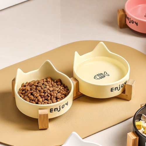 猫碗黑色陶瓷狗碗黑碗猫咪食盆狗盆狗狗喝水猫粮碗宠物水碗防打翻