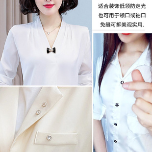 胸针钉扣免缝纽扣珍珠小香风暗扣 防走光扣衬衫