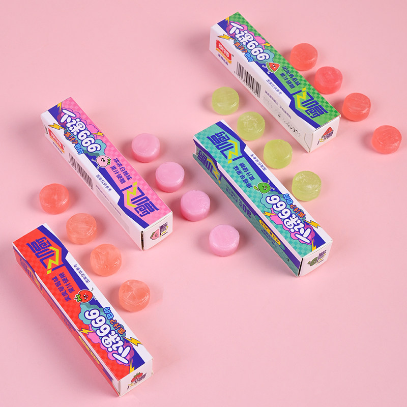 京特果汁硬糖白桃草莓西瓜苹果味糖果下课666闪嚼零食盒装新款