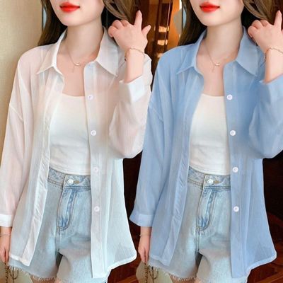 防晒衣薄款夏季外套女雪纺衬衫透气新款中长上衣可外穿冰丝防晒服