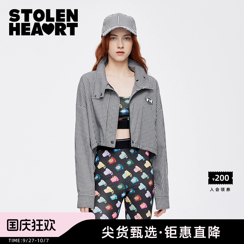 STOLENHEART黑白格纹短外套