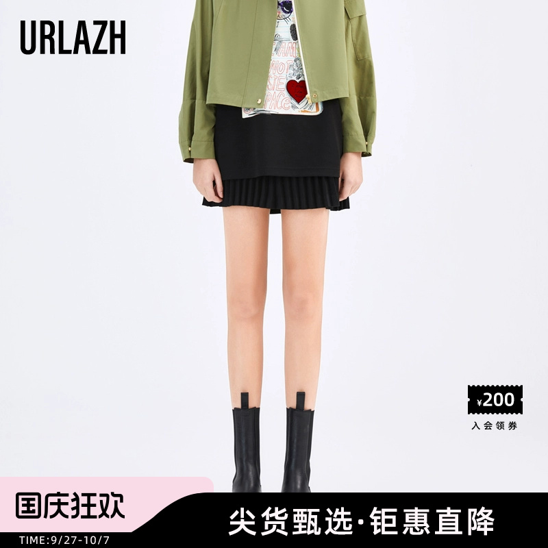 URLAZH/有兰夏季复古百褶半身裙